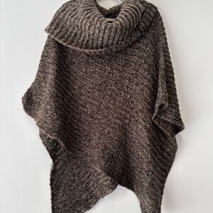 Simonetta Brown Chunky Knit Poncho Sweater